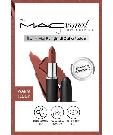 Mac M A CXIMAL Silky Matte Lipstick-Warm Teddy-Intense Color Moisturizing Lipstick 3.5 g