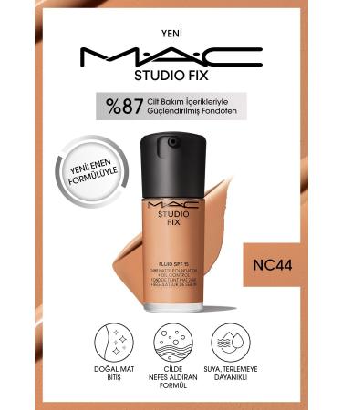 Mac RENEWED FORMULA STUDIO FIX FLUID SPF 15 MATTE FOUNDATION-NC44 30 ML..