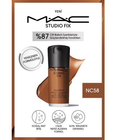 Mac RENEWED FORMULA STUDIO FIX FLUID SPF 15 MATTE FOUNDATION-NC58 30 ML..