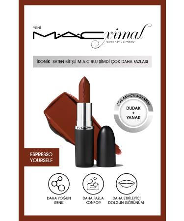 Mac Satin Finish High Pigmentation Long Lasting Moisturizing Lipstick Espresso Yourself dem1