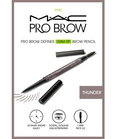 Mac THUNDER - 24 Hours Permanent Pro Brow Definer 1MM Tip Brow Pencil Eyebrow Spoolie