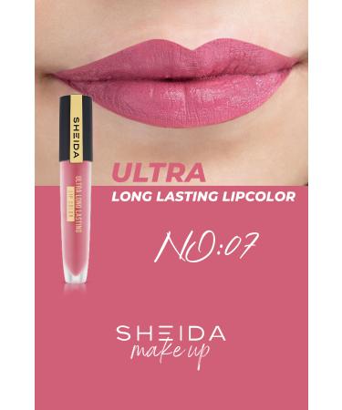 Sheida Long Lasting Long Lasting Matte Liquid Lipstick - Intense Pigment & Vitamin E Formula - No 7
