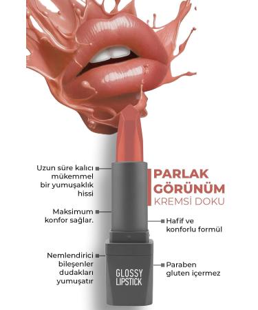 Alix Avien 306 Spicy Rose Shiny Lipstick - Moisturizing Effect Smooth Lip Appearance - Glossy Lipstick