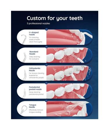 Mornwell Oral Irrigator for Teeth Wireless Mornwell Water Flosser 4 Cleaning Modes 6 Nozzles 270ml Water Tank