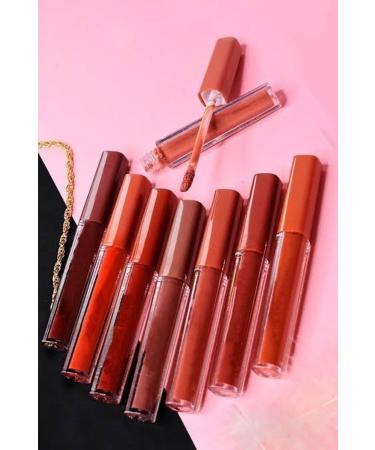 MUJGAN 8-Pack Square Packaging Earth Tone Liquid Matte Lipstick