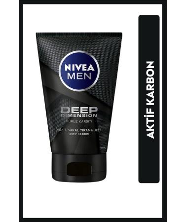 NIVEA MEN MEN'S FACE AND BEARD CLEANSING GEL DEEP DIMENSION 100ML SKIN PURIFYING PSSN3277
