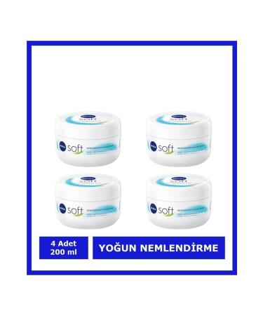 NIVEA Moisturizing Soft Care Cream Hand Face Body Nourishing Jojoba Oil Vitamin E 200 ml * 4 PCS
