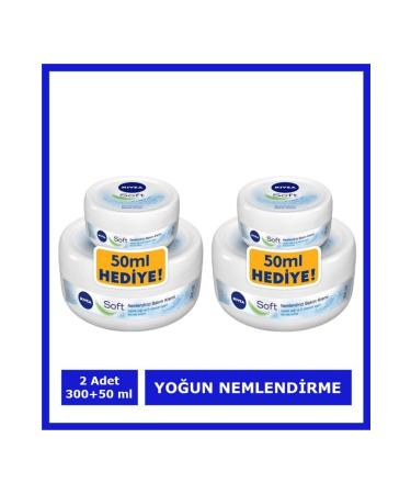 NIVEA Moisturizing Soft Care Cream Hand Face Body Nourishing Jojoba Oil Vitamin E 300 + 50 ml 2 PCS