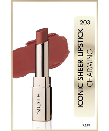 Note Cosmetics Iconic Sheer Lipstick Moisturizing Shiny Lipstick 203 Charming - Nude