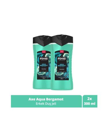 Axe Premium Collection Shower Gel Aqua Bergamot 3 In 1 Body Hair Face 300 ml X2