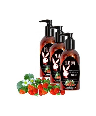 Playboy Strawberry Massage Oil 3 Pieces Strawberry Flavored Body Massage Oil