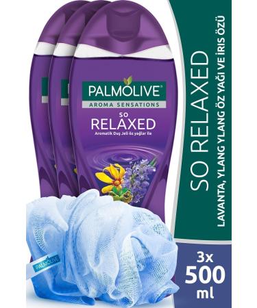 Palmolive Aroma Sensations So Relaxed Shower Gel 500 ml x 3 Pieces + Shower Fibre Gift