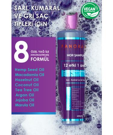 PANORAMA PROFESSIONAL Professional Purple Shampoo and Hair Care Set 8 Special Oils 400 ml Shampoo Liquid Hair Conditioner Vegan - Buy Online on GoSupps.com