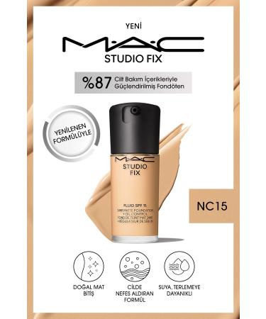 Mac STUDIO FIX FLUID SPF 15 MATTE SK N BR GHTENER FOUNDATION-NC15 30 ML NC15 DEMBA6713