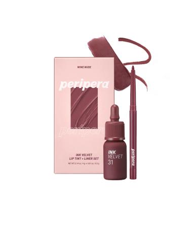 PERIPERA Velvet Look Tint and Lip Liner Peripera Ink Velvet + Lip Liner Set (002 Wine Nude)