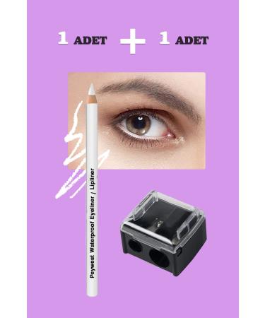 PEYWEST 2-Piece Eye Makeup Set (WHITE WATERPROOF EYELINER EYE LINK PRO MAKEUP PENCIL SHARPEN SET)