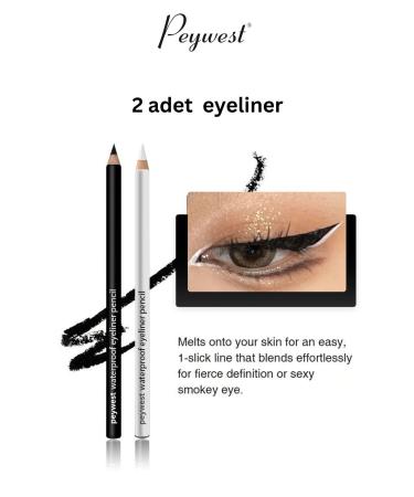 PEYWEST 3-Piece Eye Makeup Set (BLACK AND WHITE WATERPROOF EYELINER EYE LINGER PRO MAKEUP PENCIL SHARPENER SET)