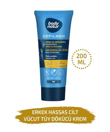 Body Natur Body Hair Removal Cream for Men with Sensitive Skin - Hair Removal Cream Sensitive 200ml
