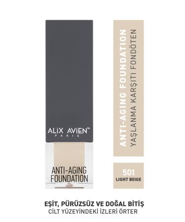 Alix Avien Anti Aging Foundation - Anti Aging Foundation 501 Light Beige Spf 15 - 35 ml