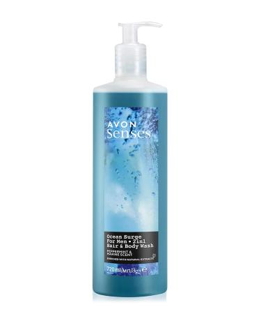 Avon Senses Ocean Surge Men's Shower Gel for Hair and Body with Mint and Sea Scent 720 Ml.