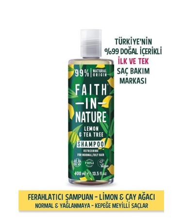 Faith In Nature Natural Refreshing Shampoo Lemon & Tea Tree For Normal & Oily Hair Prone to Dandruff