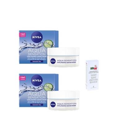 NIVEA Aqua Sensation Cucumber Extract Revitalizing Care Cream 50 Ml X 2 Sebamed Mini Face and Body Lotion 20 Ml