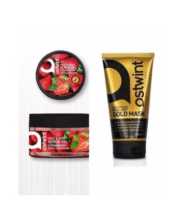 Ostwint Peeling Gel 300 Ml Strawberry Scrub & Peelable Gold Mask 150 Ml