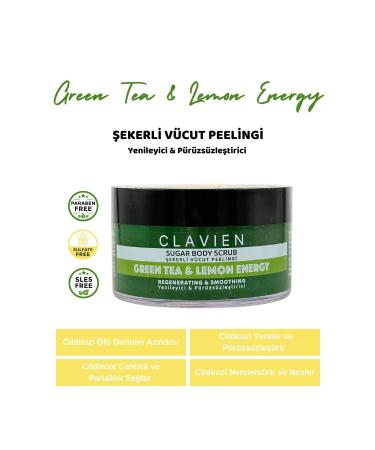 Clavien Green Tea & Lemon Energy Sugar Body Scrub