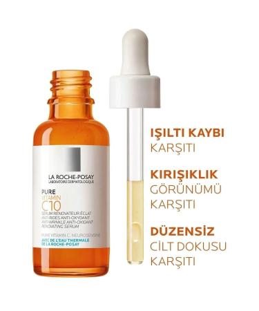 La Roche Posay 10%PURE VITAMINC RADIANT ANTIWRINKLE AND ANTI-SPOT ANTIOXIDANT SKIN SERUM 30ML GKHAIR157 - Buy Online on GoSupps.com
