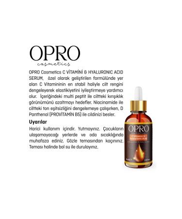 OPRO Cosmetics Vitamin C & Hyaluronic Acid Brightening Skin Care Serum 30 ml - Niacinamide