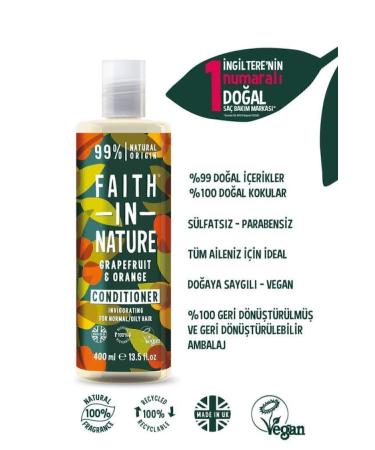 Faith In Nature Natural Refreshing Hair Care Conditioner Grapefruit & Orange For Normal & Oily & Dandruff Prone Hair - Buy Online on GoSupps.com