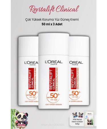 L'Oreal Paris 3 Pieces Loreal Paris Revitalift Clinical SPF 50+ Face Sun Cream 50 ml and ROSIE