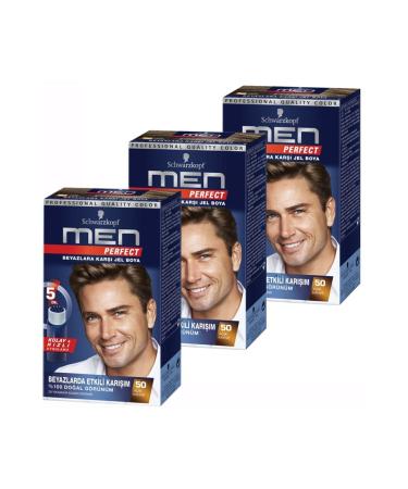 Schwarzkopf Men Perfect Against Whites 50 Light Brown 3 Pieces