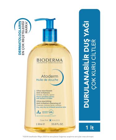 Bioderma Atoderm Shower Oil Dry Skin Moisturizing and Nourishing Shower Oil Niacinamide Baby Child Adult 1 Lt