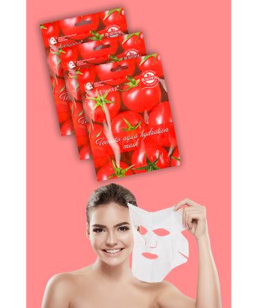 Alright 3 Pieces Tomato Extract Repairing Face Mask Aqua Moisturizing Mask With Tomato Extract XLM90