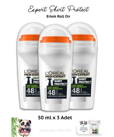 L'Oreal Paris 3 Pieces Loreal Paris Men Roll On Expert Shirt Protect 50 ml and ROSIE