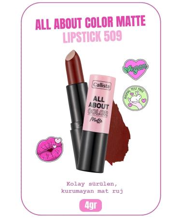 Callista All About Color Matte Lipstick Nemlendirici Mat Ruj - 509 Ruby Reing - Bordo