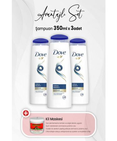 Dove Intensive Repair Shampoo 350 ml x 3 Pieces and Clay Mask
