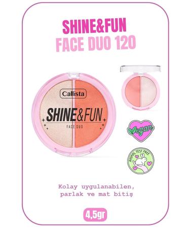 Callista Shine & Fun Face Duo Powder Blush & Highlighter Palette - 120 Dream Team