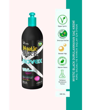 NOVEX Mystic Black - Hair End Repairing Leave-In Conditioner for Damaged Dry Curly Hair 500ml