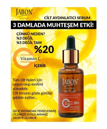 JABON Collagen Additive Color Equalizer and Skin Brightener 20% Vitamin C Serum 30 Ml