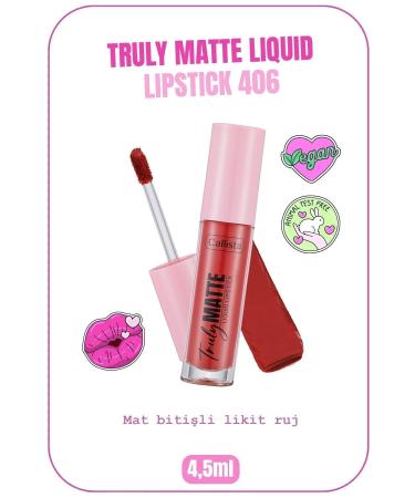 Callista Truly Matte Liquid Lipstick Mat Likit Ruj 406 Plum Pout - K rm z