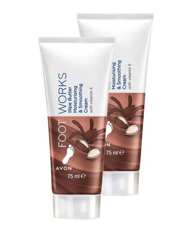Avon Foot Works Illipe Butter Moisturizing and Smoothing Foot Cream 75 Ml. Set of Two