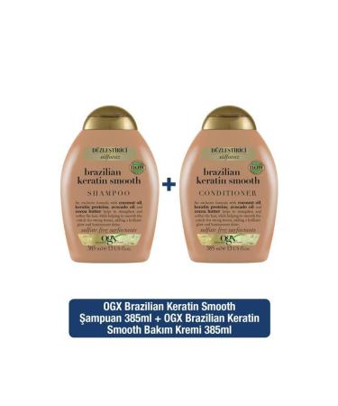 OGX Straightening Brazilian Keratin Sulfate-Free Shampoo 385ml + Sulfate-Free Conditioner 385ml