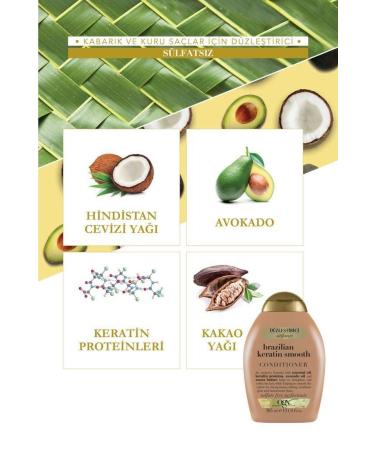 OGX Straightening Brazilian Keratin Sulfate-Free Shampoo 385ml + Sulfate-Free Conditioner 385ml - Buy Online on GoSupps.com