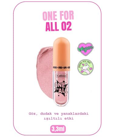 Callista One For All Eyes & Lips & Cheeks Glitter Liquid Eyeshadow - 02 Pink Cosmos