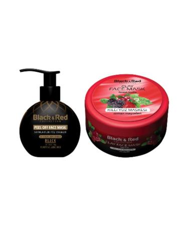 Black Red Peelable Black Face Mask Against Blackheads 250 Ml And Clay Face Mask (Forest Fruits) 400 Gr