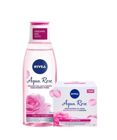 NIVEA Aqua Rose Organic Rose Water Moisturizing Toner 200 ml Aqua Rose Hyaluron Moisturizing Face Cream 50 ml