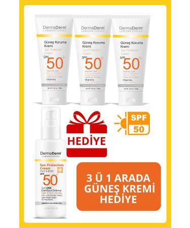 DermaDerm Sun Protection Cream 100ml 2 Pieces and Dermaderm SPF 50+ Anti-Spot Sun Cream 100ml 1 Piece