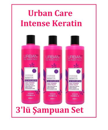 Urban Care Intense Keratin Hair Care Shampoo 330 ml Vegan X Set of 3